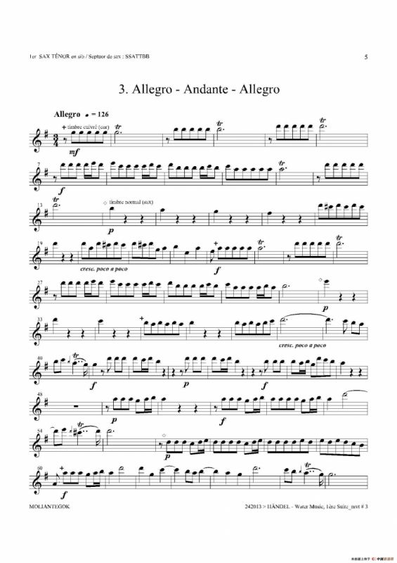 Water Music（HWV.348 No.1）（第一次中音萨克斯）