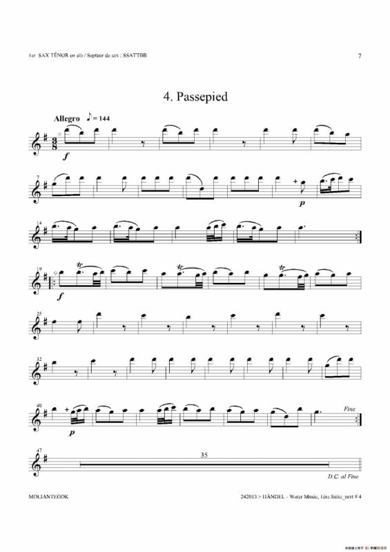 Water Music（HWV.348 No.1）（第一次中音萨克斯）