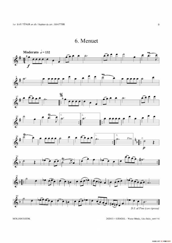 Water Music（HWV.348 No.1）（第一次中音萨克斯）