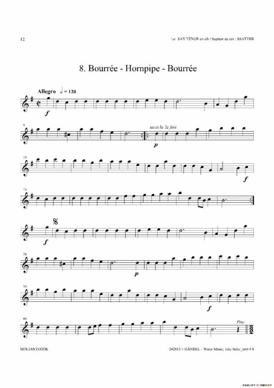 Water Music（HWV.348 No.1）（第一次中音萨克斯）