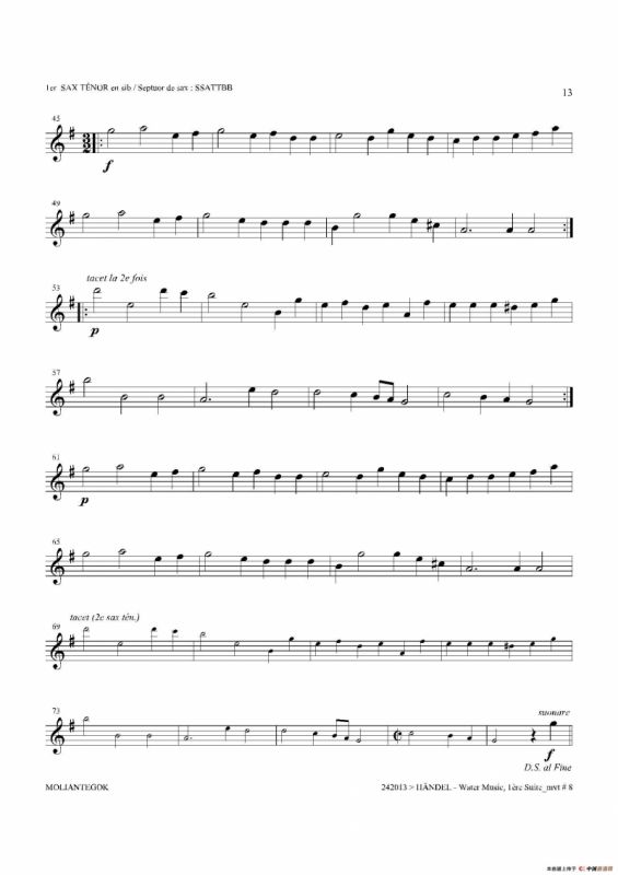 Water Music（HWV.348 No.1）（第一次中音萨克斯）