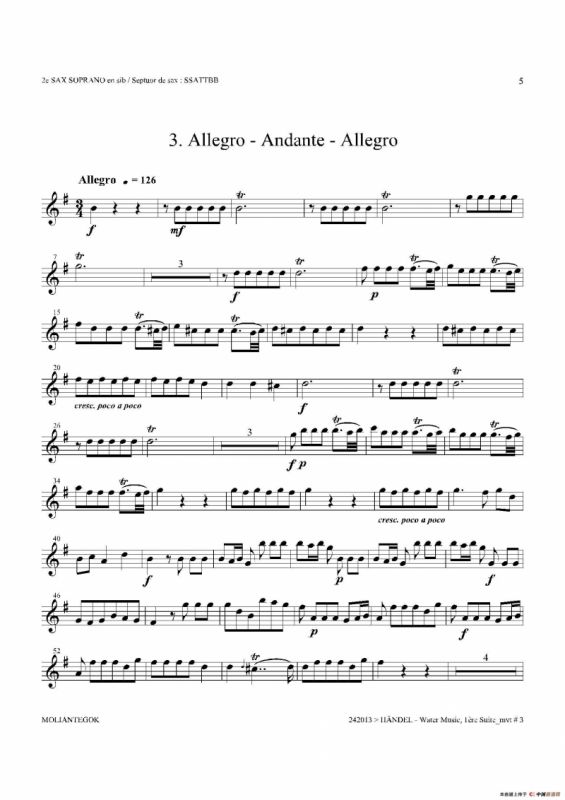Water Music（HWV.348 No.1）（第二高音萨克斯）
