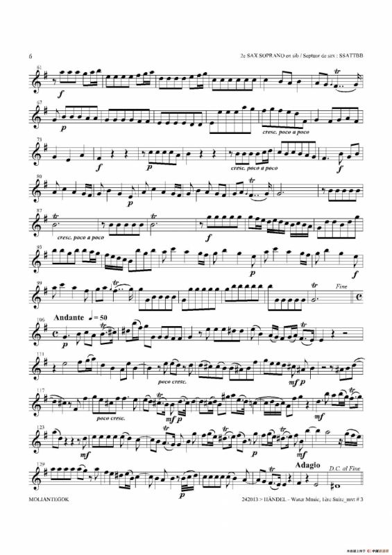 Water Music（HWV.348 No.1）（第二高音萨克斯）