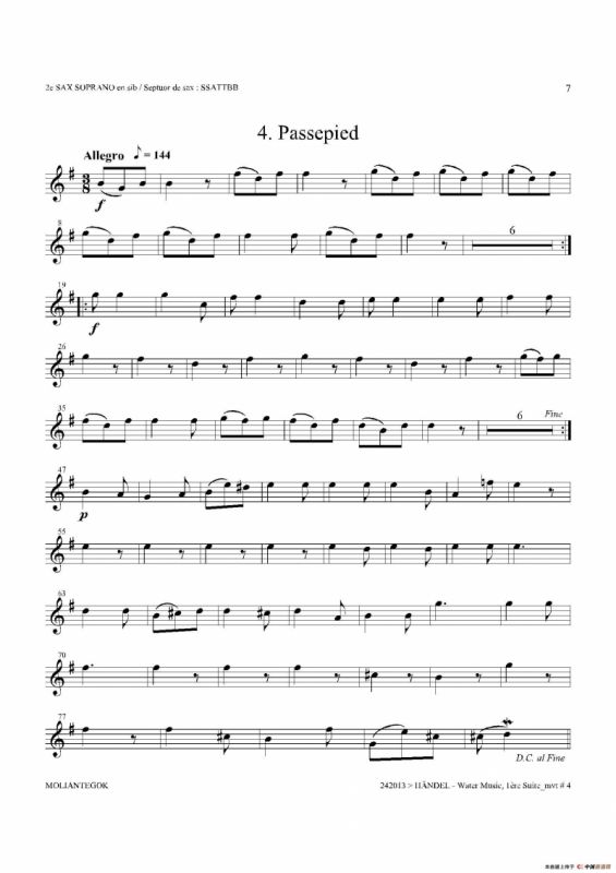 Water Music（HWV.348 No.1）（第二高音萨克斯）