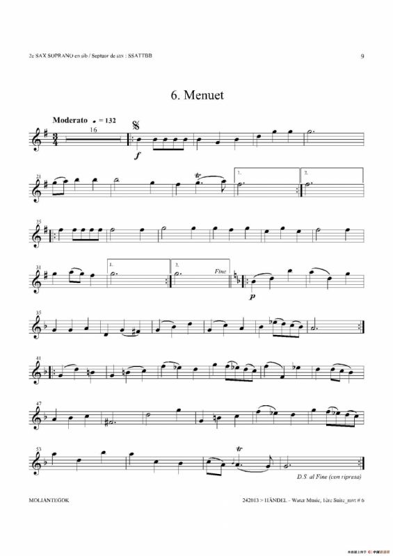 Water Music（HWV.348 No.1）（第二高音萨克斯）