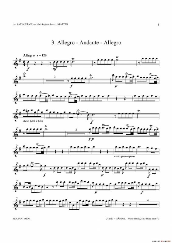 Water Music（HWV.348 No.1）（第一高音萨克斯）