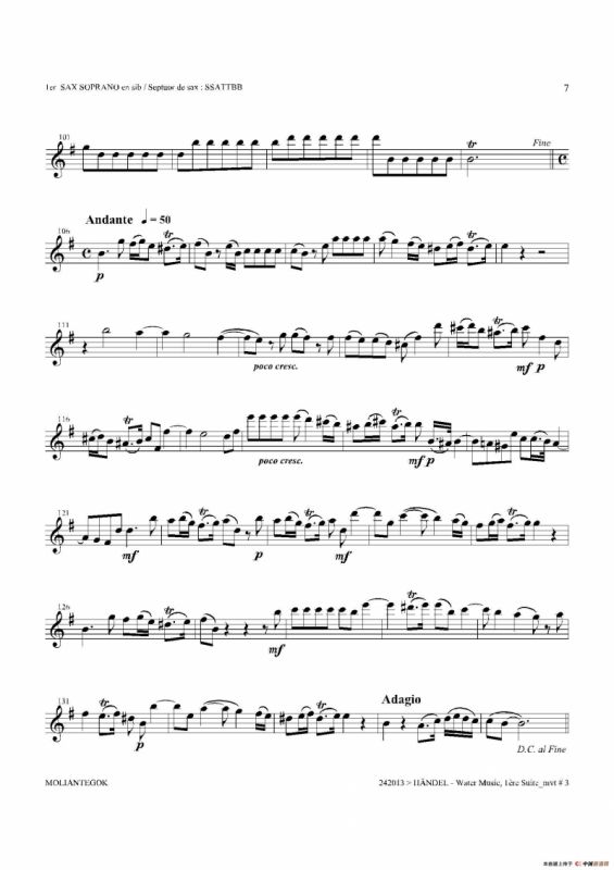 Water Music（HWV.348 No.1）（第一高音萨克斯）