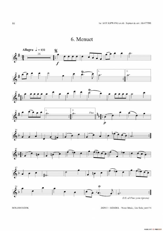 Water Music（HWV.348 No.1）（第一高音萨克斯）