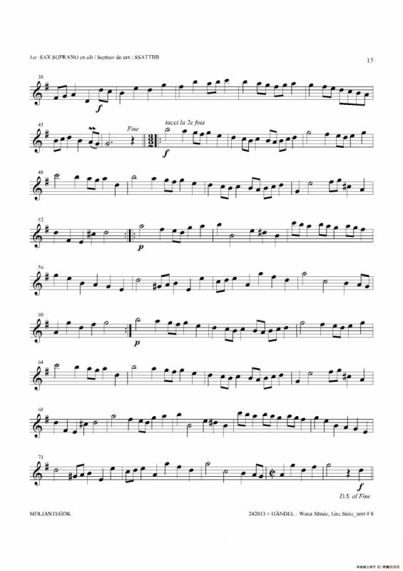 Water Music（HWV.348 No.1）（第一高音萨克斯）