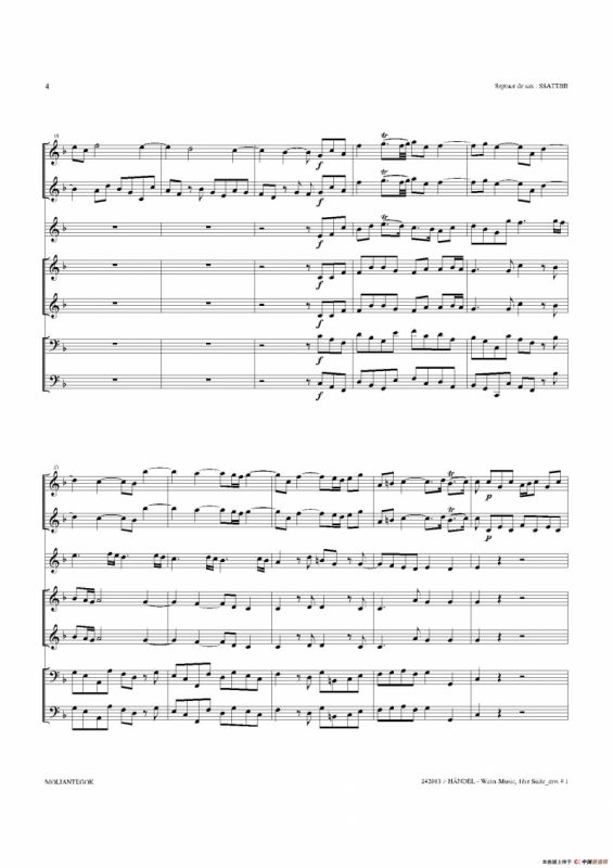Water Music（HWV.348 No.1）（萨克斯合奏总谱）