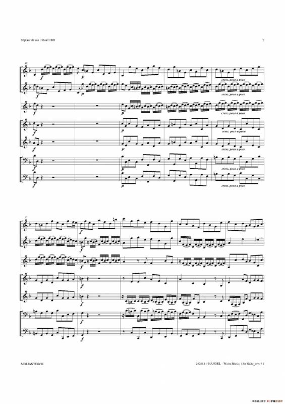 Water Music（HWV.348 No.1）（萨克斯合奏总谱）