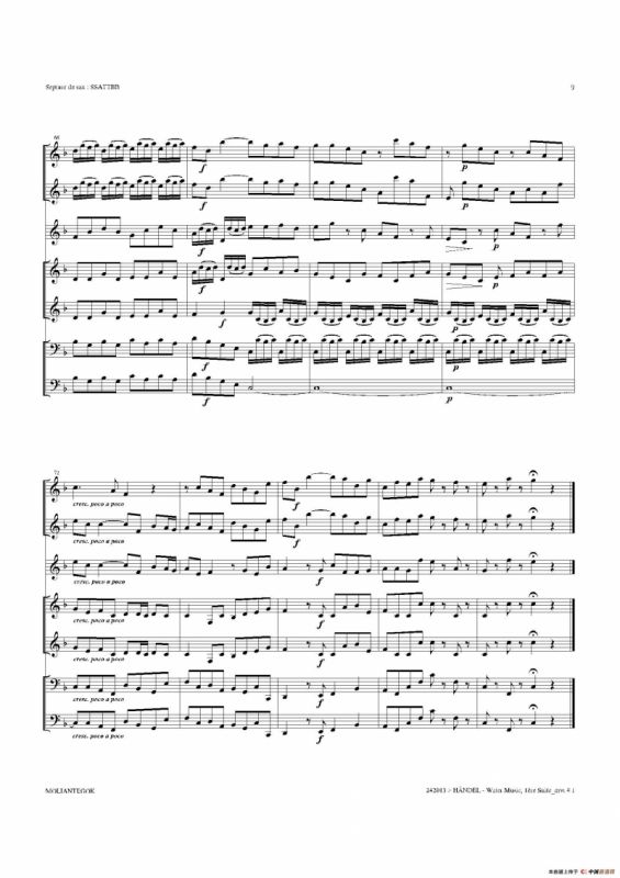 Water Music（HWV.348 No.1）（萨克斯合奏总谱）