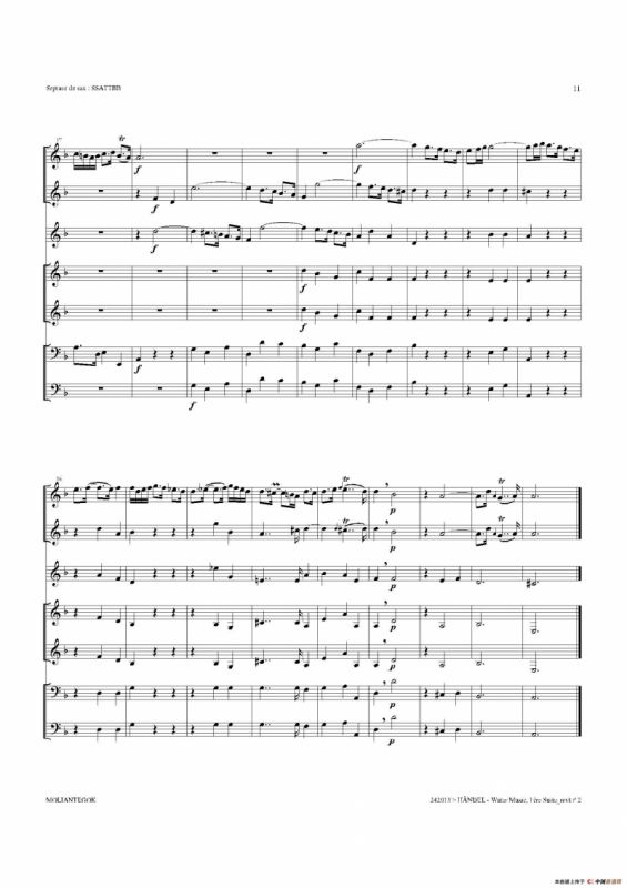 Water Music（HWV.348 No.1）（萨克斯合奏总谱）