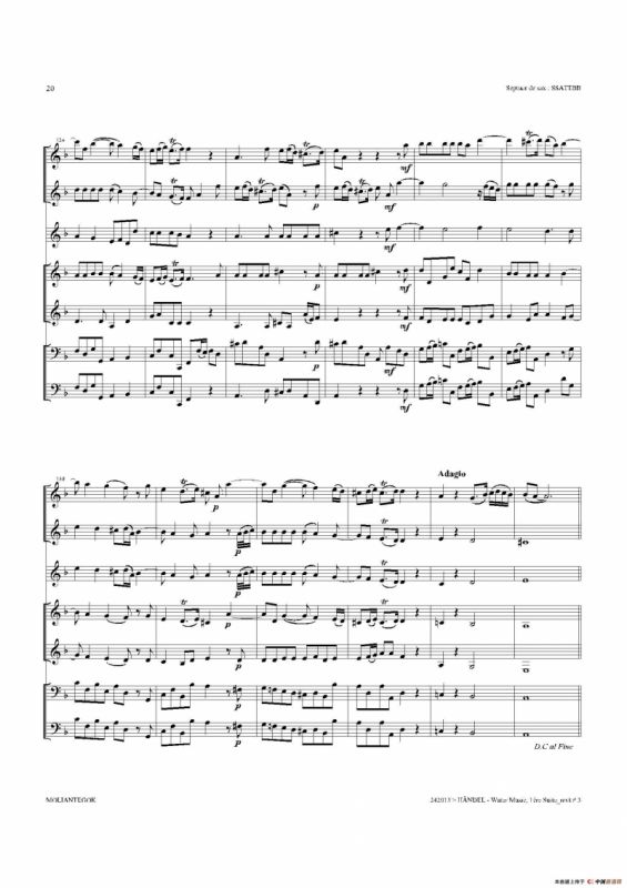 Water Music（HWV.348 No.1）（萨克斯合奏总谱）
