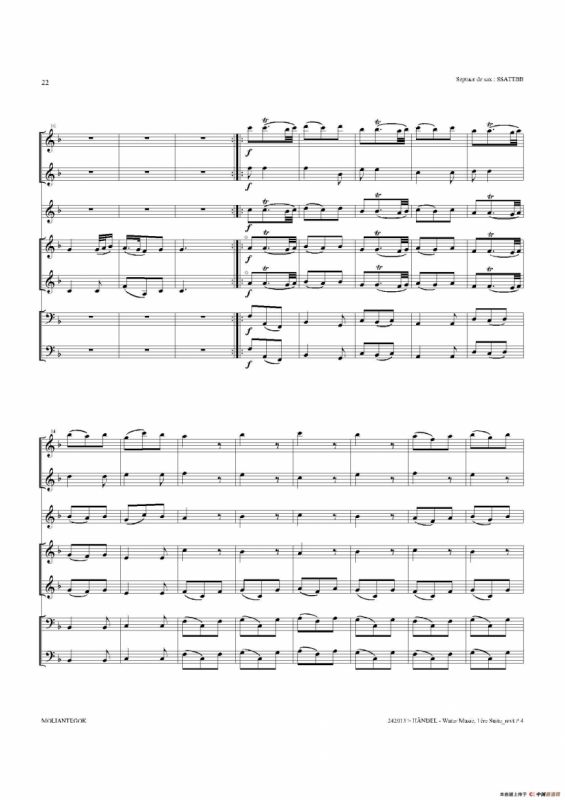Water Music（HWV.348 No.1）（萨克斯合奏总谱）