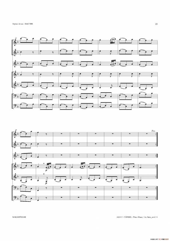 Water Music（HWV.348 No.1）（萨克斯合奏总谱）