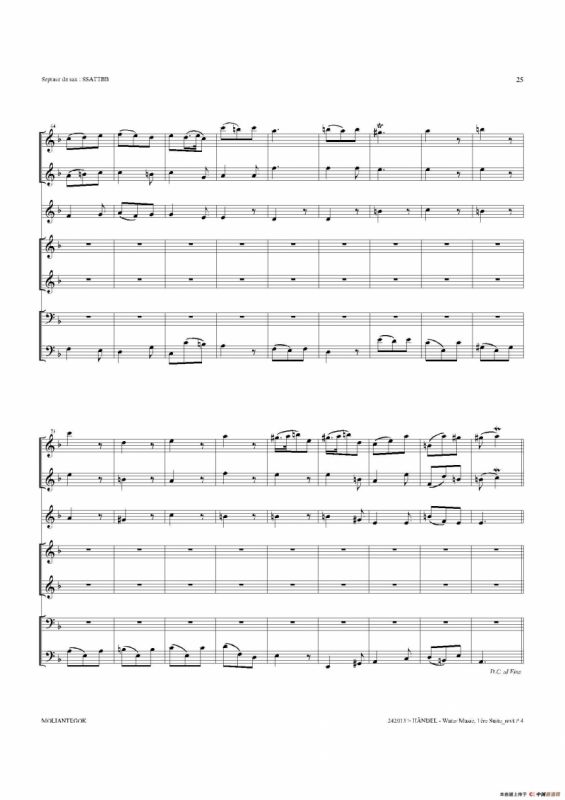 Water Music（HWV.348 No.1）（萨克斯合奏总谱）