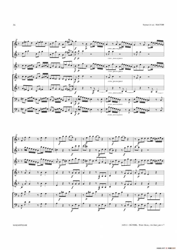 Water Music（HWV.348 No.1）（萨克斯合奏总谱）
