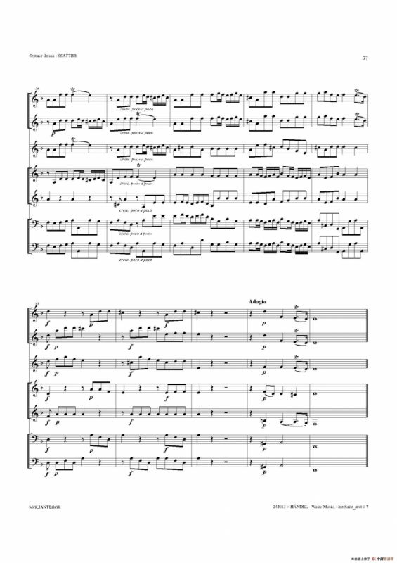 Water Music（HWV.348 No.1）（萨克斯合奏总谱）