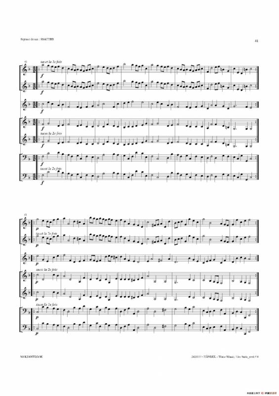 Water Music（HWV.348 No.1）（萨克斯合奏总谱）