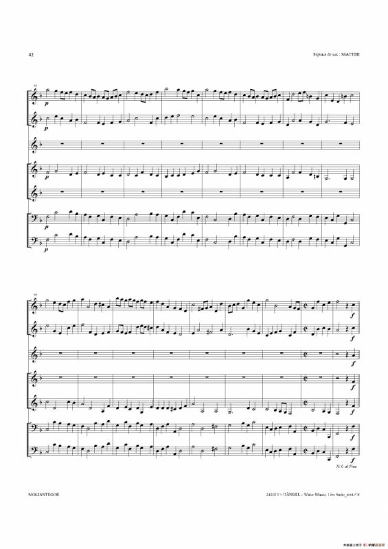 Water Music（HWV.348 No.1）（萨克斯合奏总谱）