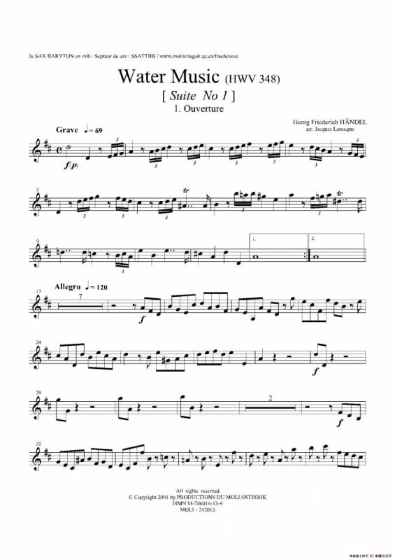 Water Music（HWV.348 No.1）（第二上低音萨克斯）