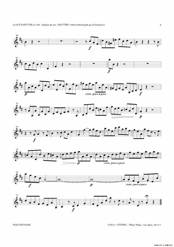 Water Music（HWV.348 No.1）（第二上低音萨克斯）
