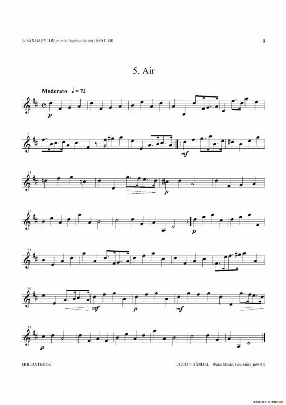 Water Music（HWV.348 No.1）（第二上低音萨克斯）