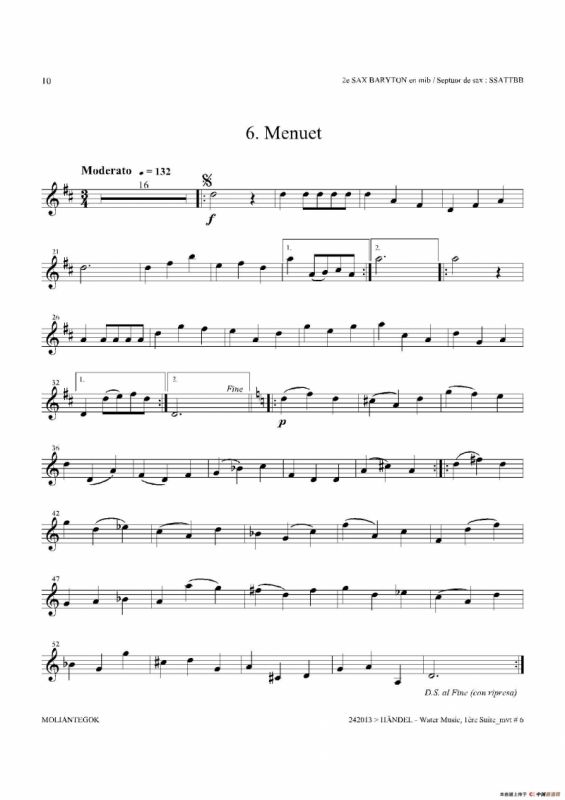 Water Music（HWV.348 No.1）（第二上低音萨克斯）