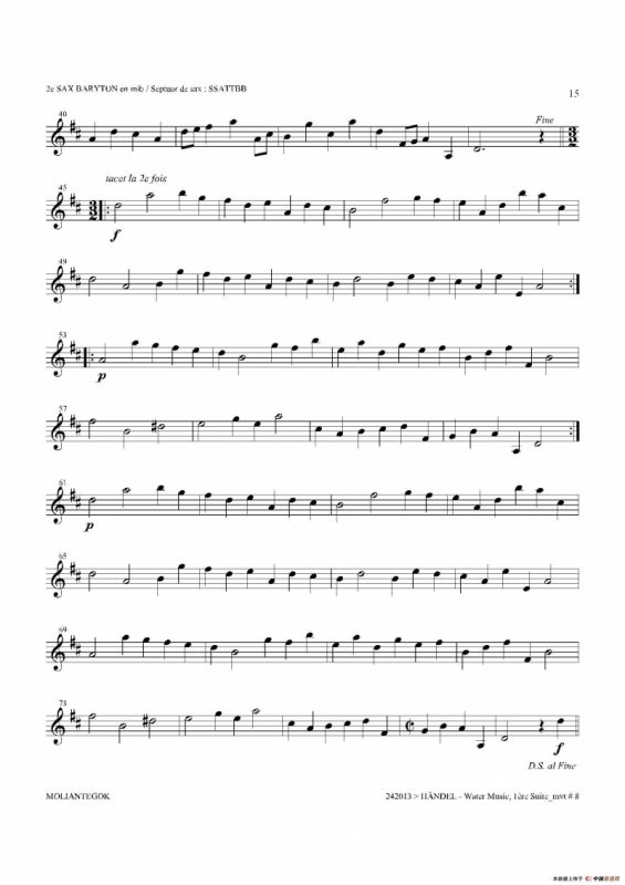 Water Music（HWV.348 No.1）（第二上低音萨克斯）