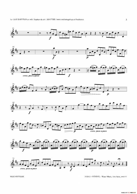 Water Music（HWV.348 No.1）（第一上低音萨克斯）