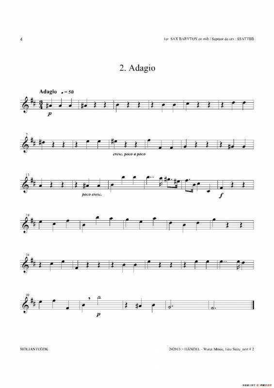 Water Music（HWV.348 No.1）（第一上低音萨克斯）