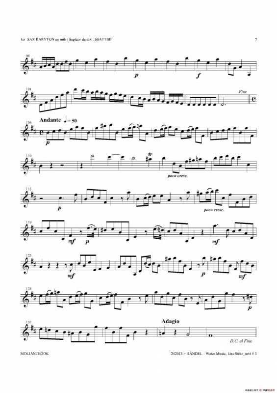 Water Music（HWV.348 No.1）（第一上低音萨克斯）