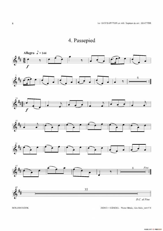 Water Music（HWV.348 No.1）（第一上低音萨克斯）