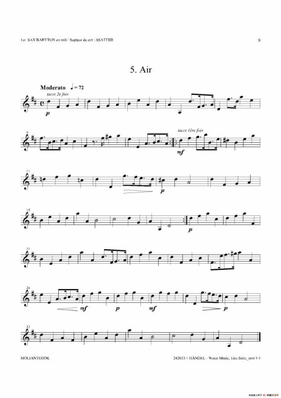 Water Music（HWV.348 No.1）（第一上低音萨克斯）