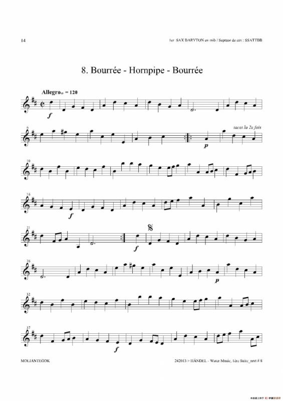 Water Music（HWV.348 No.1）（第一上低音萨克斯）