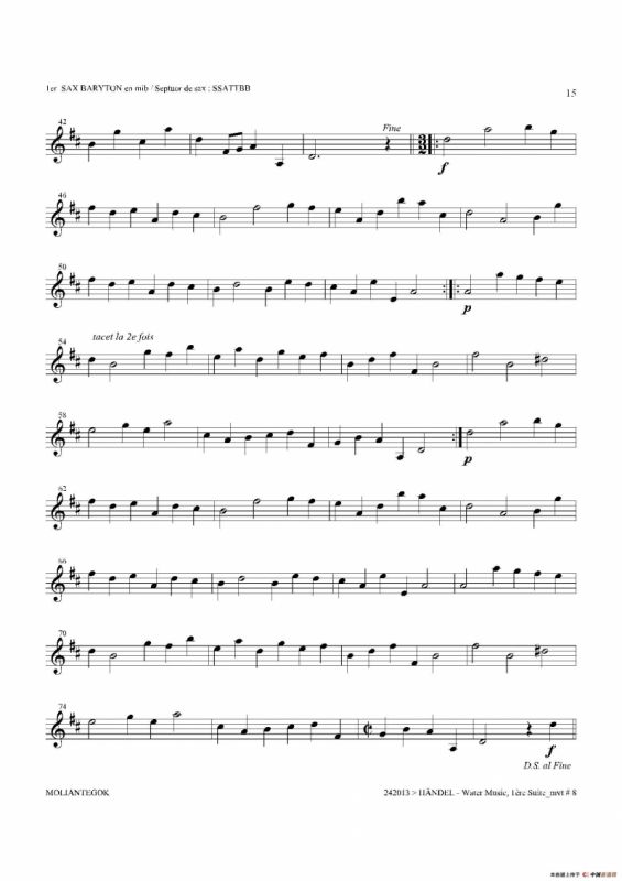 Water Music（HWV.348 No.1）（第一上低音萨克斯）