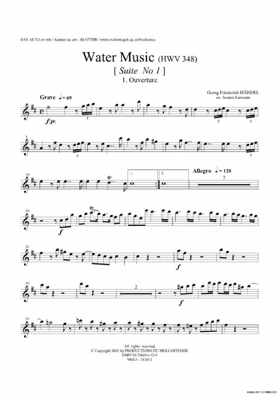 Water Music（HWV.348 No.1）（中音萨克斯）