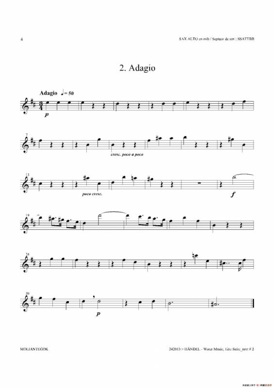 Water Music（HWV.348 No.1）（中音萨克斯）