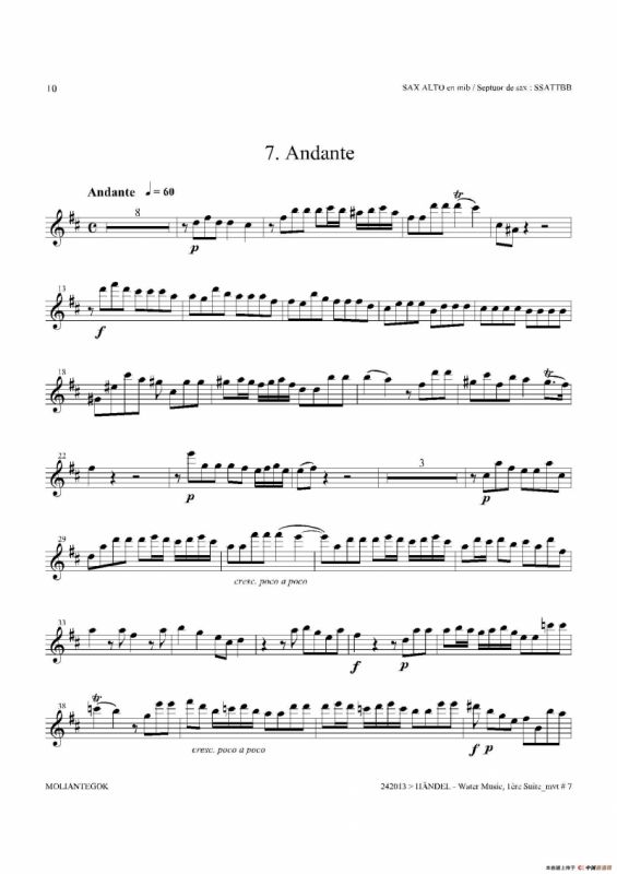 Water Music（HWV.348 No.1）（中音萨克斯）