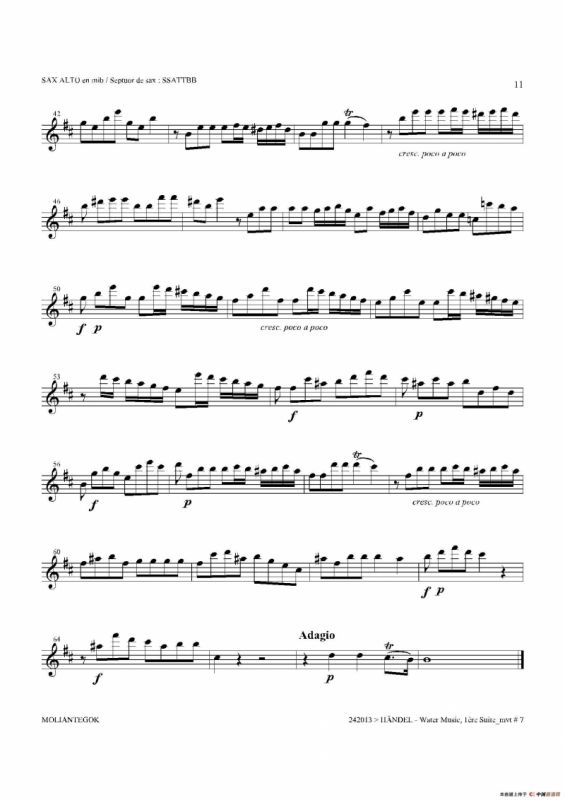 Water Music（HWV.348 No.1）（中音萨克斯）