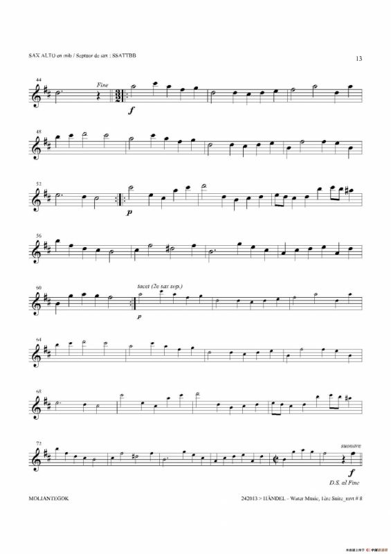 Water Music（HWV.348 No.1）（中音萨克斯）