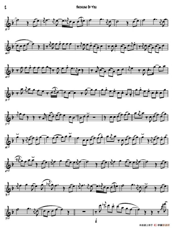 Because Of You（Bb FLAT）