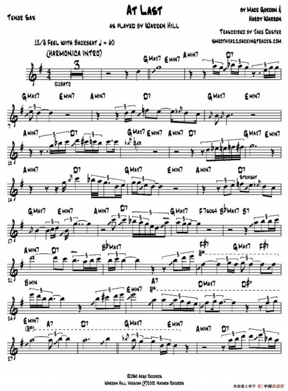 At Last（次中音萨克斯）