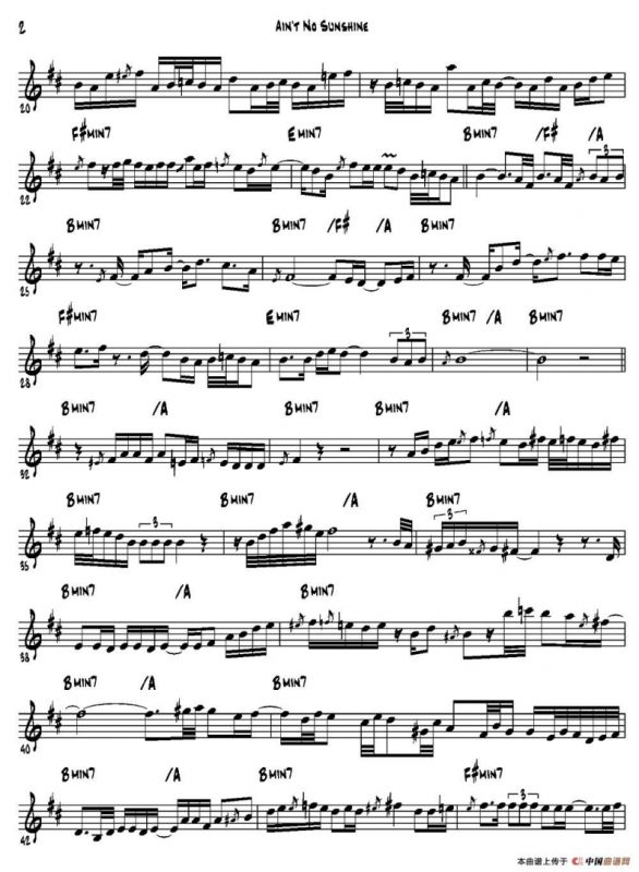 Aint No Sunshine（次中音萨克斯）