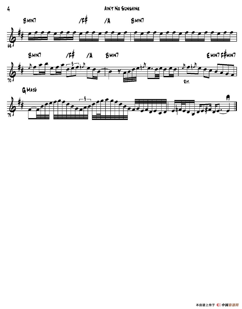 Aint No Sunshine（次中音萨克斯）