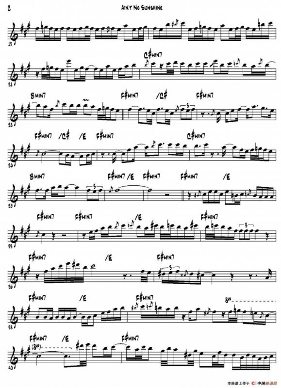 Aint No Sunshine（中音萨克斯）