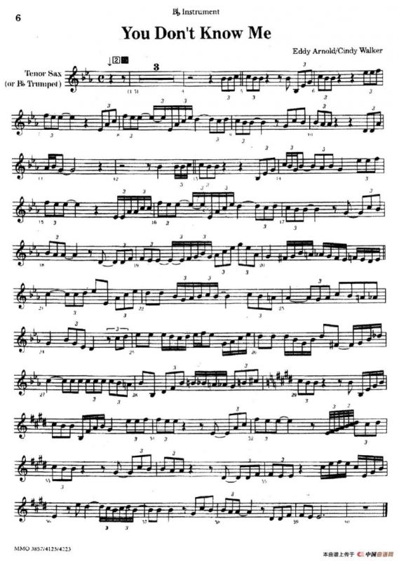 You Dont Know Me（次中音萨克斯谱）