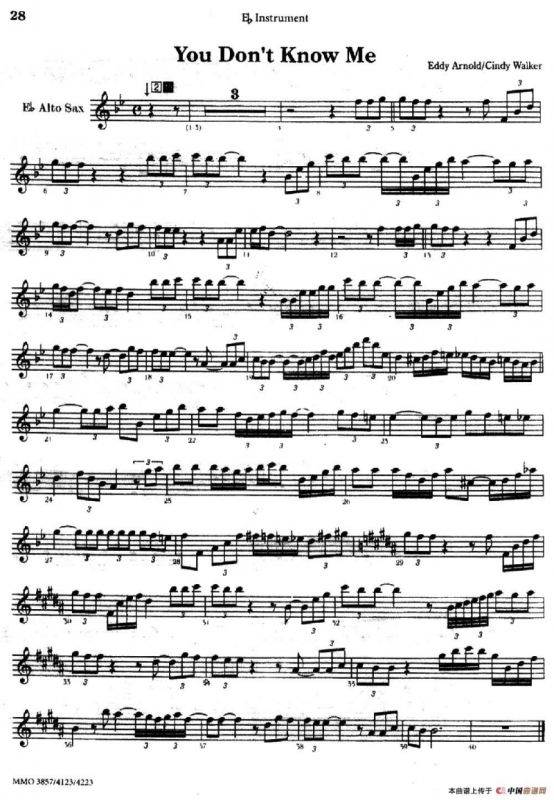 You Dont Know Me（次中音萨克斯谱）