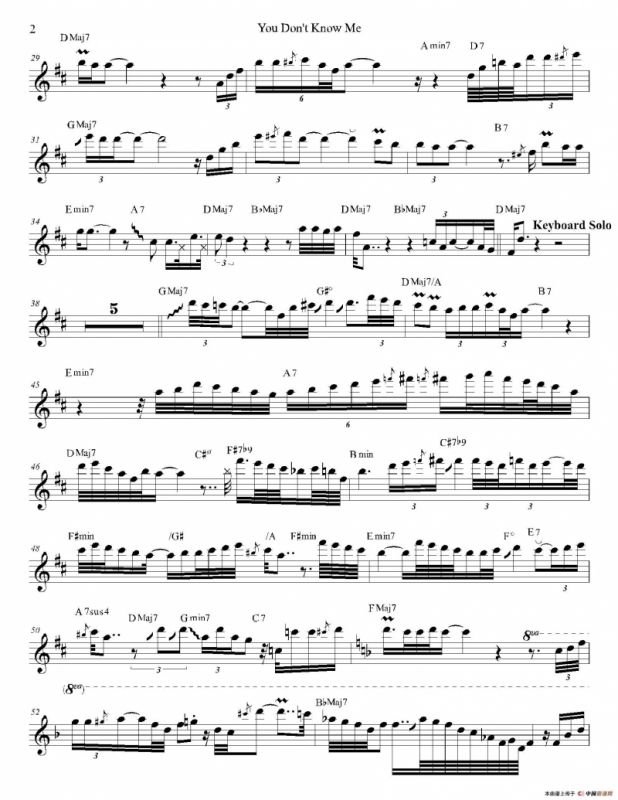 You Dont Know Me（次中音萨克斯谱）